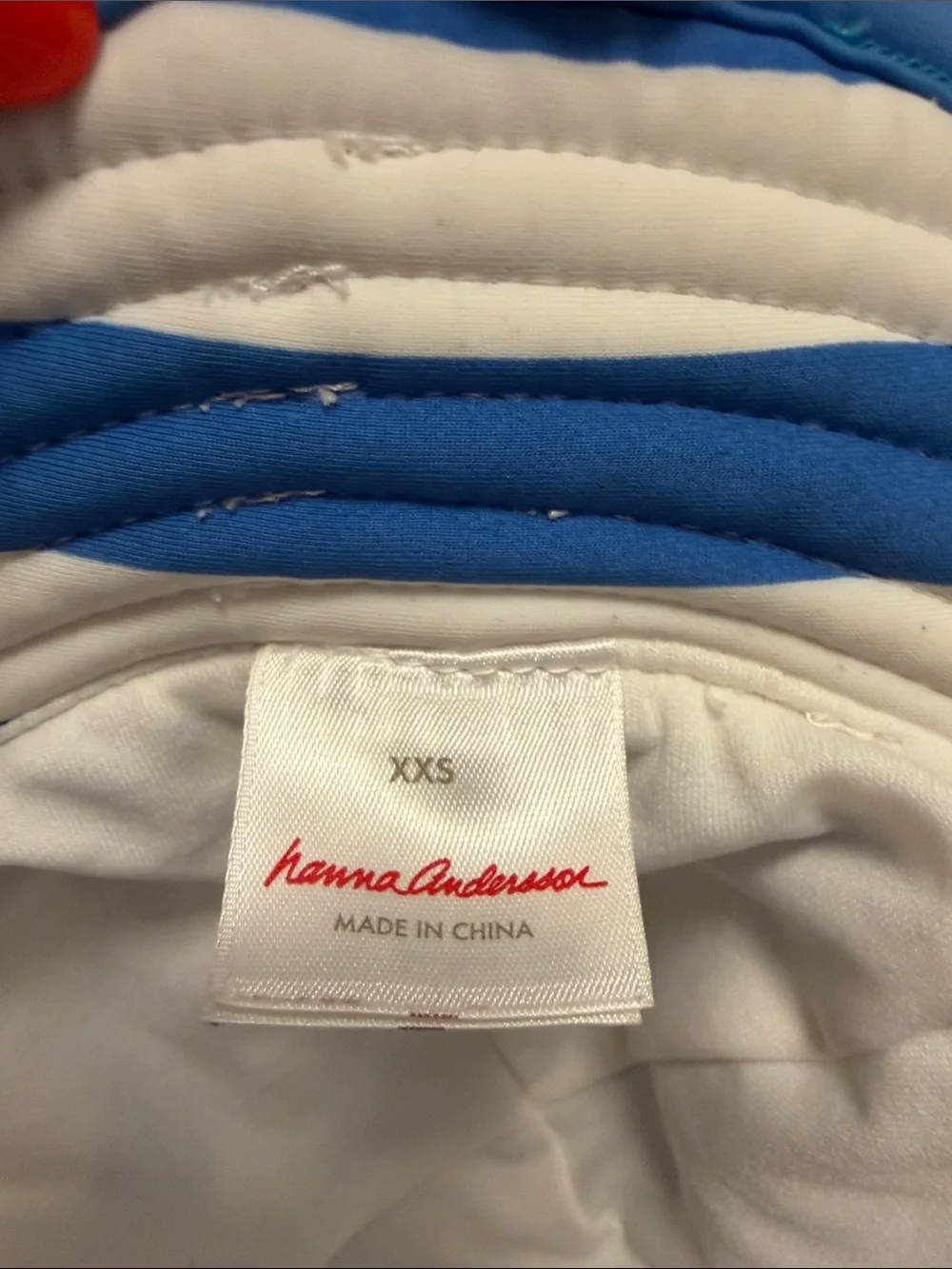 Hanna Andersson XXS Blue White Striped Swim Sun Hat Bucket Chin Strap Beach